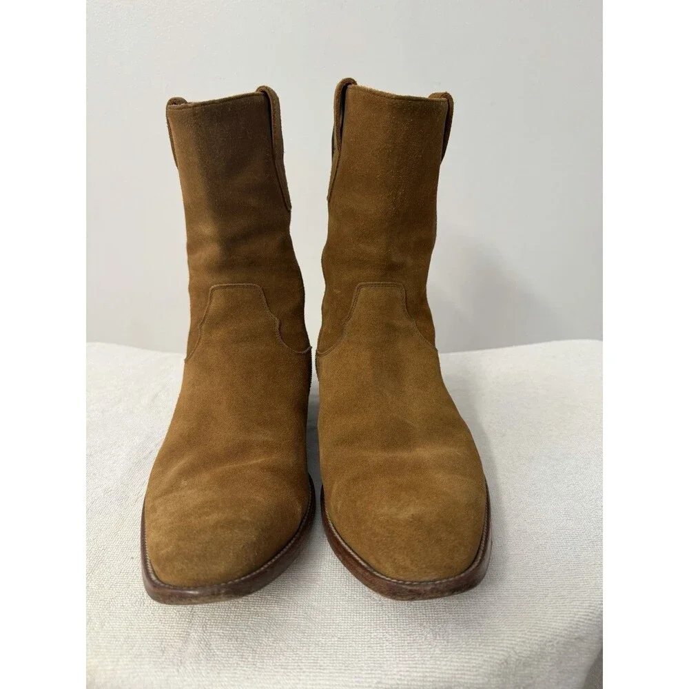 Saint Laurent Wyatt Brown Suede Leather Side Zip Boots EU 39 Italy
